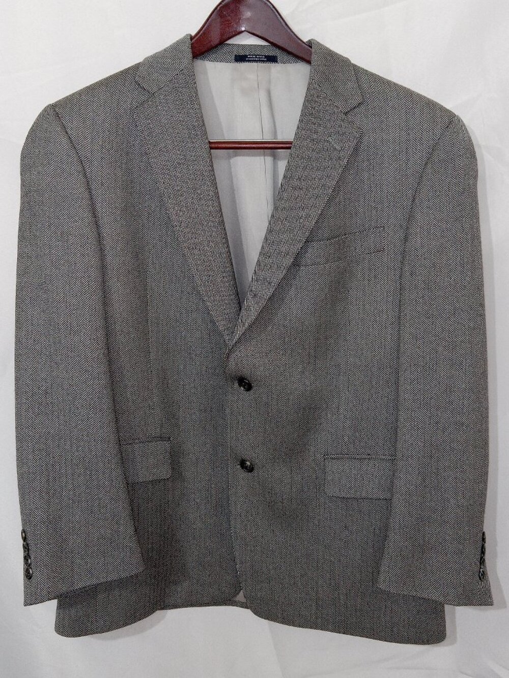 Hart Schaffner Marx Blazer 42S Gray Herringbone Wool USA Union Made Vintage - Picture 1 of 15